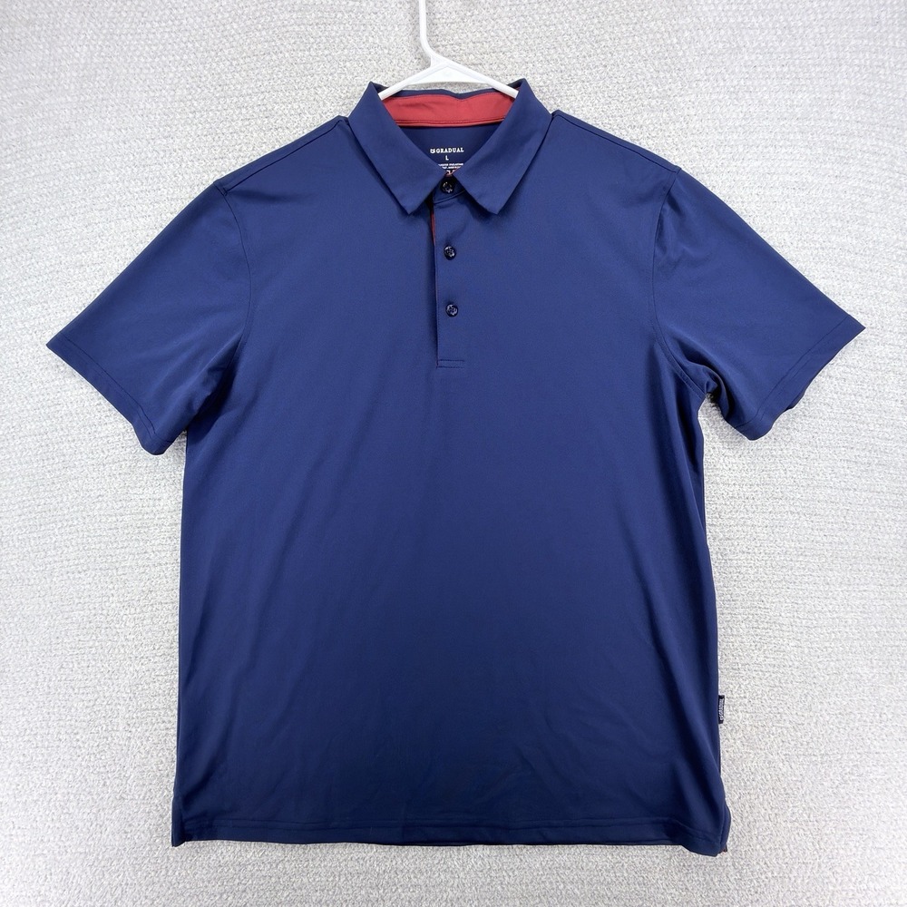 G Gradual Polo Shirt Mens Large Blue Performance Stretch Golf Athletic Wicking
